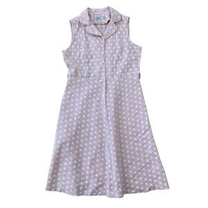 Vintage Moschino Jeans Pink Polka Dot Linen Mod Dress Sleeveless Size 4
